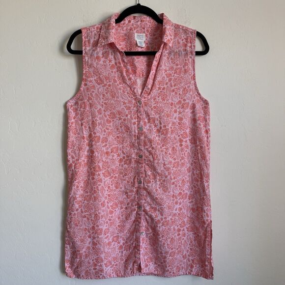 Sigrid Olsen Dresses & Skirts - Sigrid Olsen 100% Linen Shirt Dress Women Med Resort Beach Button Up Seashells